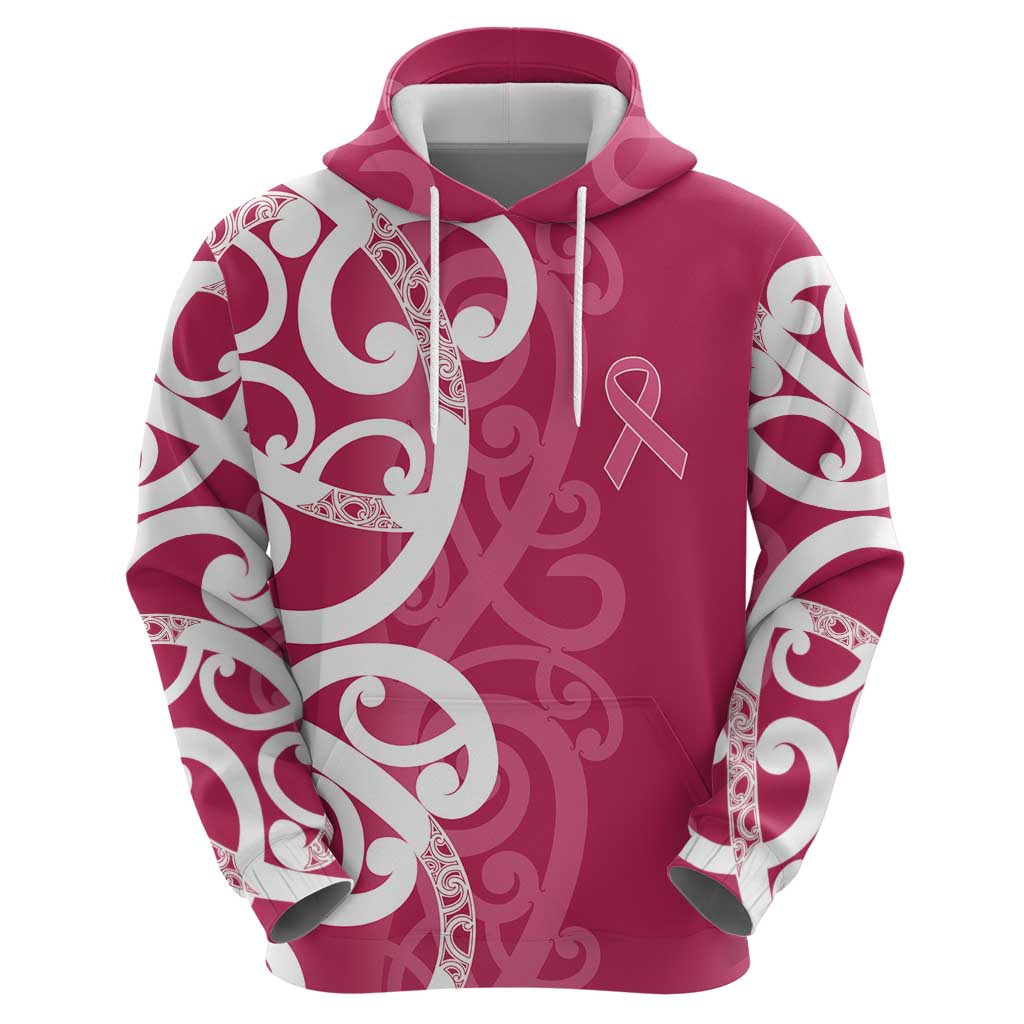 Breast Cancer Awareness Maori Hoodie Koru Kowhaiwhai - Polynesian Pride