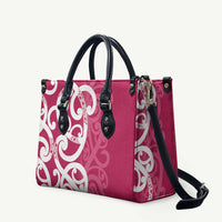 Breast Cancer Awareness Maori Leather Bag Koru Kowhaiwhai - Polynesian Pride