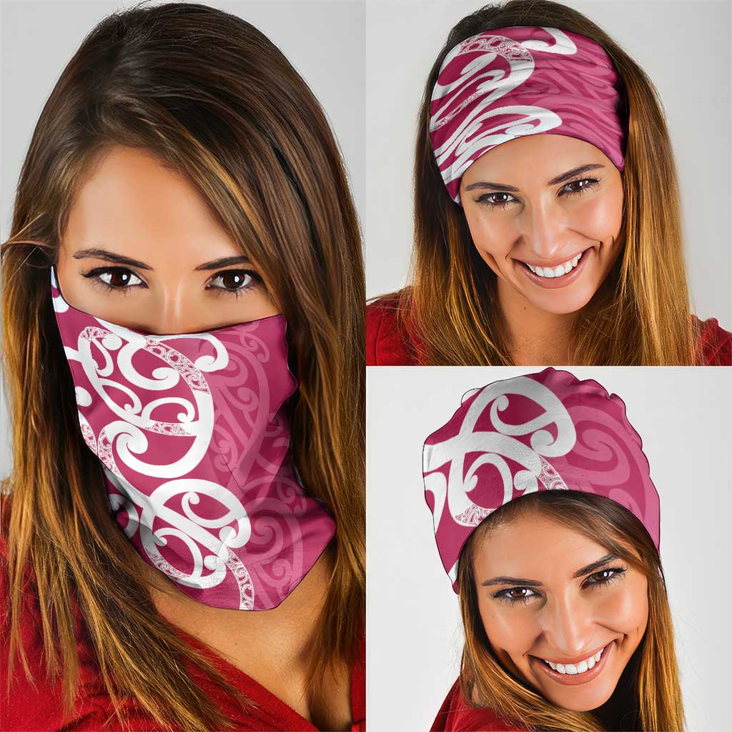 Breast Cancer Awareness Maori Neck Gaiter Koru Kowhaiwhai - Polynesian Pride
