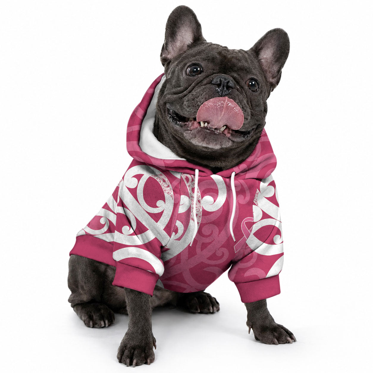 Breast Cancer Awareness Maori Pet Hoodie Koru Kowhaiwhai