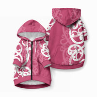 Breast Cancer Awareness Maori Pet Hoodie Koru Kowhaiwhai