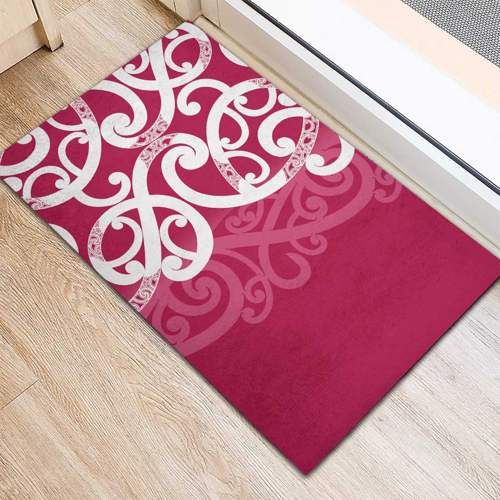 Breast Cancer Awareness Maori Rubber Doormat Koru Kowhaiwhai - Polynesian Pride