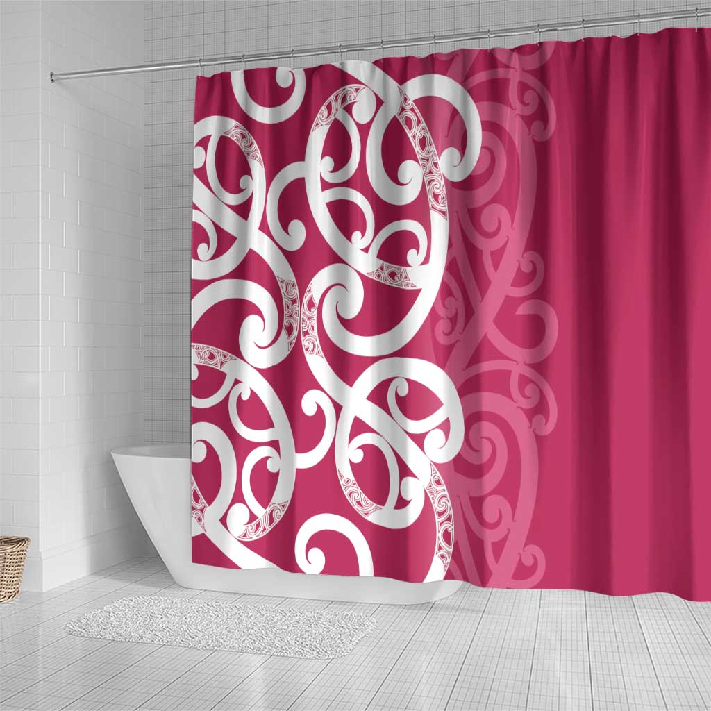 Breast Cancer Awareness Maori Shower Curtain Koru Kowhaiwhai - Polynesian Pride