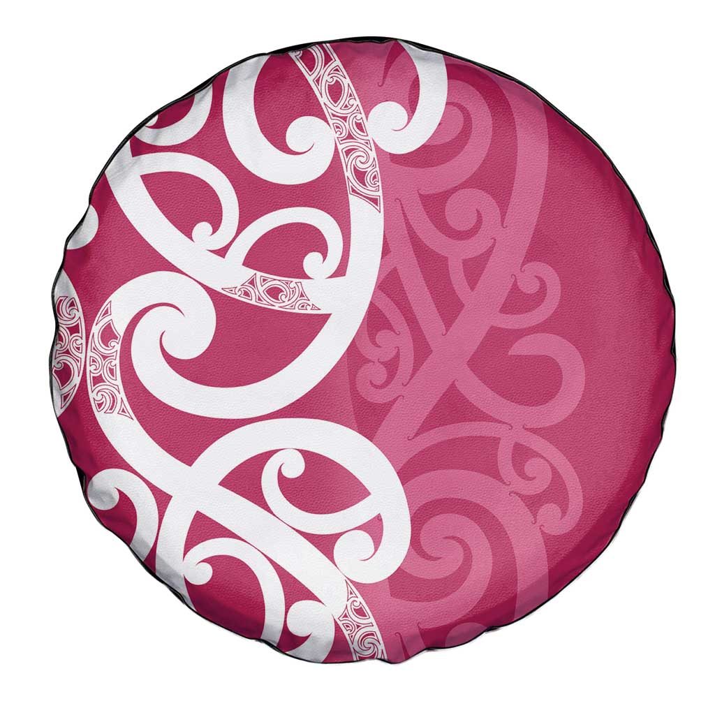 Breast Cancer Awareness Maori Spare Tire Cover Koru Kowhaiwhai - Polynesian Pride
