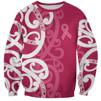 Breast Cancer Awareness Maori Sweatshirt Koru Kowhaiwhai - Polynesian Pride