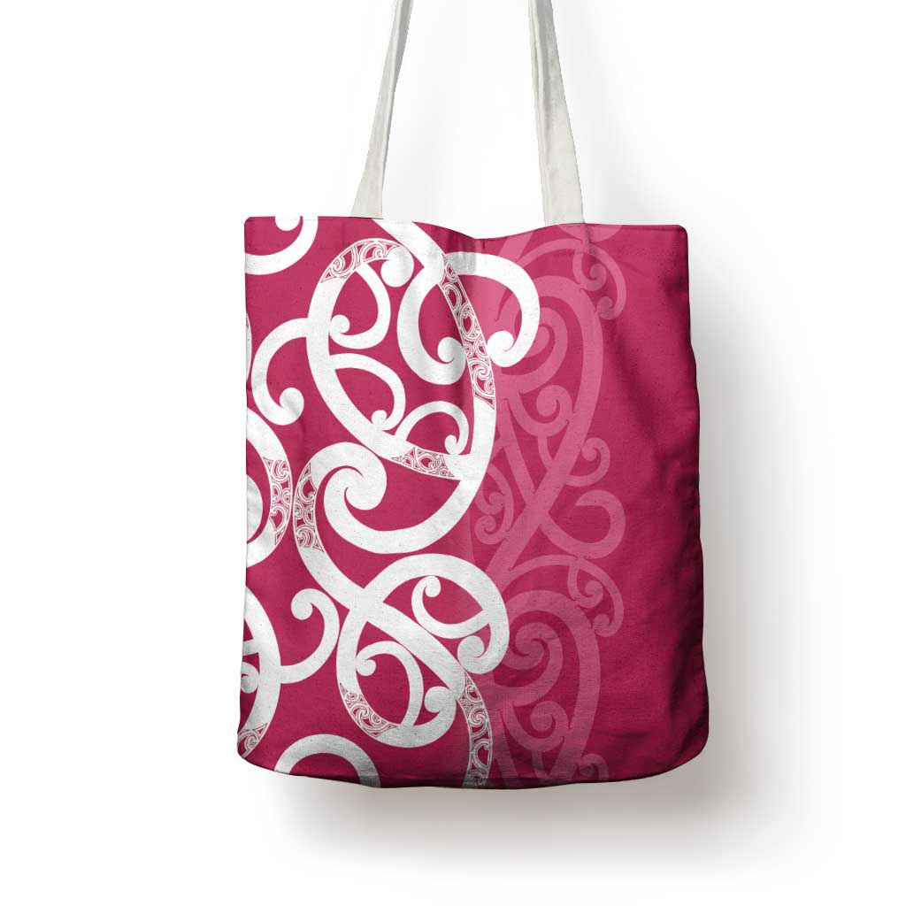 Breast Cancer Awareness Maori Tote Bag Koru Kowhaiwhai - Polynesian Pride