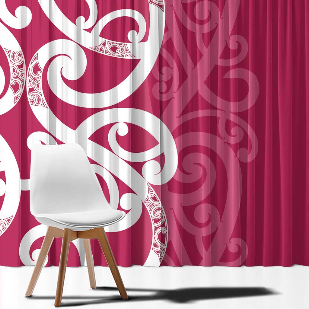 Breast Cancer Awareness Maori Window Curtain Koru Kowhaiwhai - Polynesian Pride