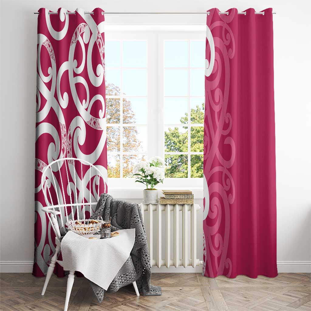 Breast Cancer Awareness Maori Window Curtain Koru Kowhaiwhai - Polynesian Pride