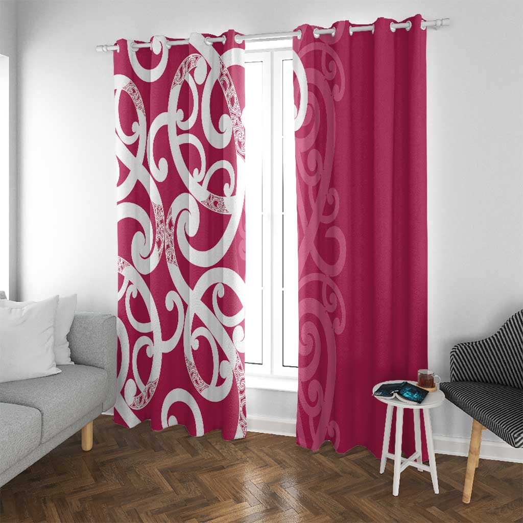 Breast Cancer Awareness Maori Window Curtain Koru Kowhaiwhai - Polynesian Pride