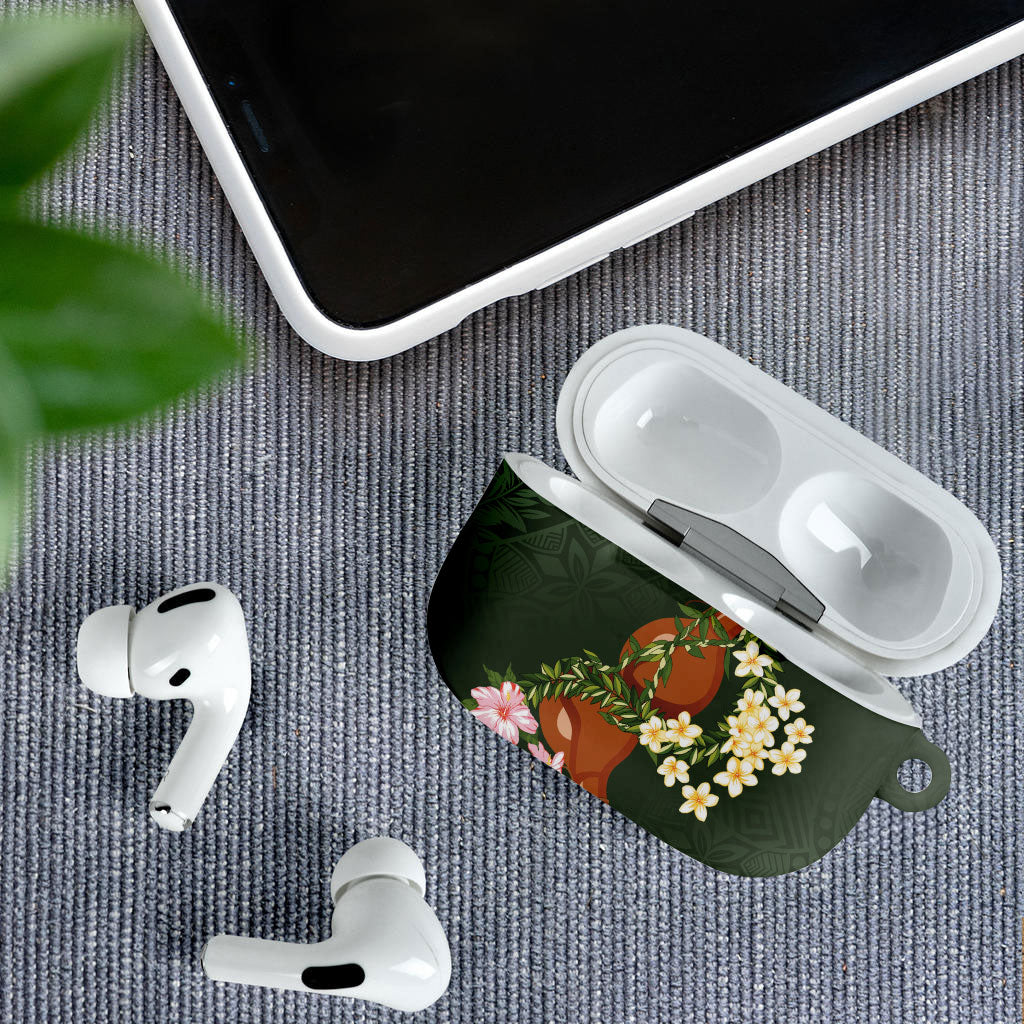 Aloha Hawaii Ipu Gourd Mix Maile Lei AirPods Case Sage Green LT7 - Polynesian Pride