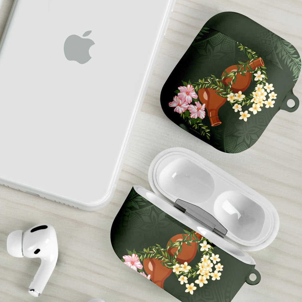 Aloha Hawaii Ipu Gourd Mix Maile Lei AirPods Case Sage Green LT7 - Polynesian Pride