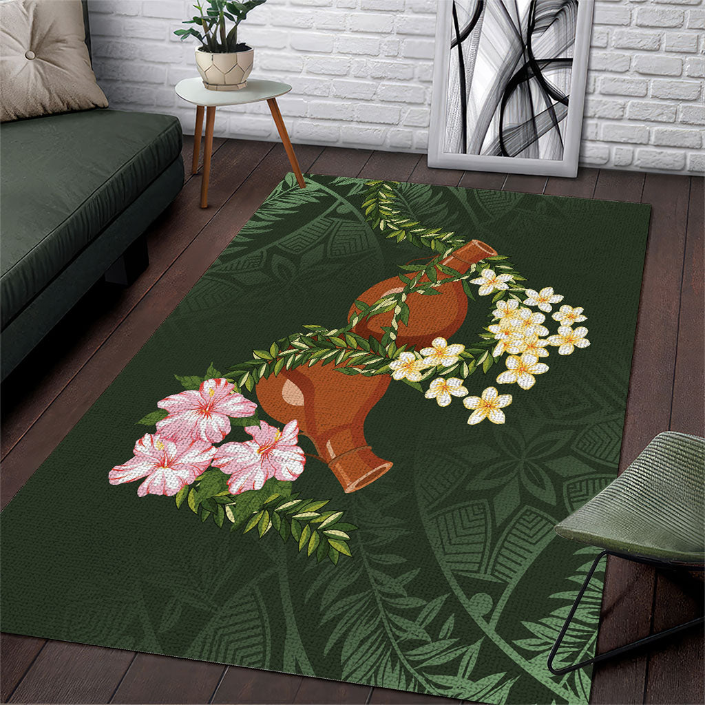 Aloha Hawaii Ipu Gourd Mix Maile Lei Area Rug Sage Green LT7 Sage Green - Polynesian Pride