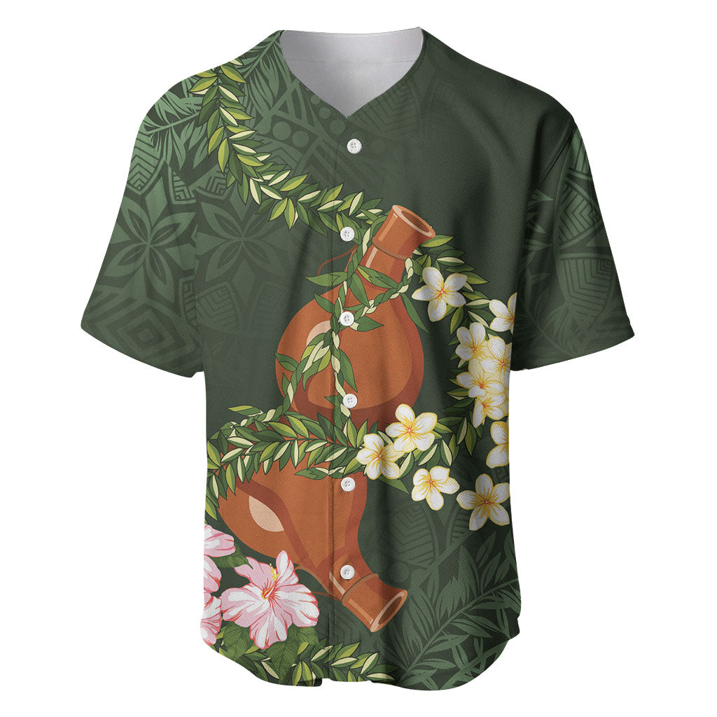 Aloha Hawaii Ipu Gourd Mix Maile Lei Baseball Jersey Sage Green LT7 Sage Green - Polynesian Pride