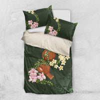 Aloha Hawaii Ipu Gourd Mix Maile Lei Bedding Set Sage Green LT7 US Twin 172cm x 218cm Sage Green - Polynesian Pride