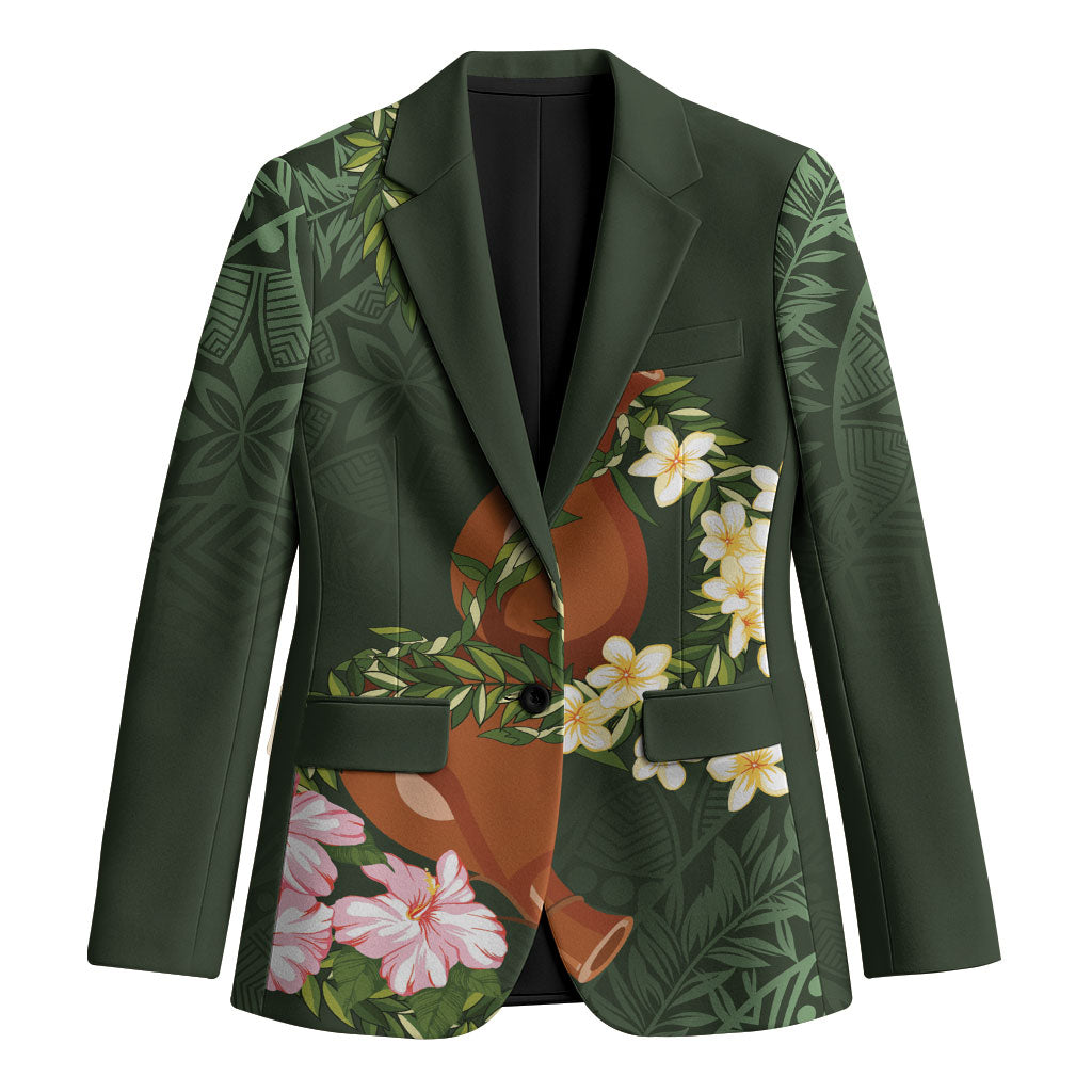 Aloha Hawaii Ipu Gourd Mix Maile Lei Blazer Sage Green