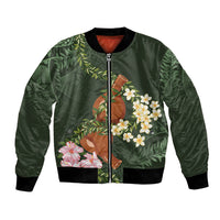 Aloha Hawaii Ipu Gourd Mix Maile Lei Bomber Jacket Sage Green LT7 Unisex Sage Green - Polynesian Pride