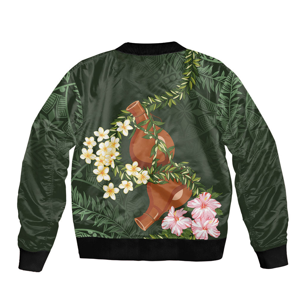Aloha Hawaii Ipu Gourd Mix Maile Lei Bomber Jacket Sage Green LT7 - Polynesian Pride