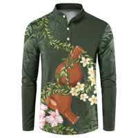 Aloha Hawaii Ipu Gourd Mix Maile Lei Button Sweatshirt Sage Green LT7 Sage Green - Polynesian Pride
