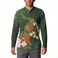 Aloha Hawaii Ipu Gourd Mix Maile Lei Button Sweatshirt Sage Green LT7 - Polynesian Pride