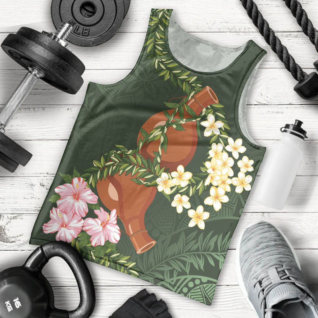 Aloha Hawaii Ipu Gourd Mix Maile Lei Men Tank Top Sage Green LT7 - Polynesian Pride