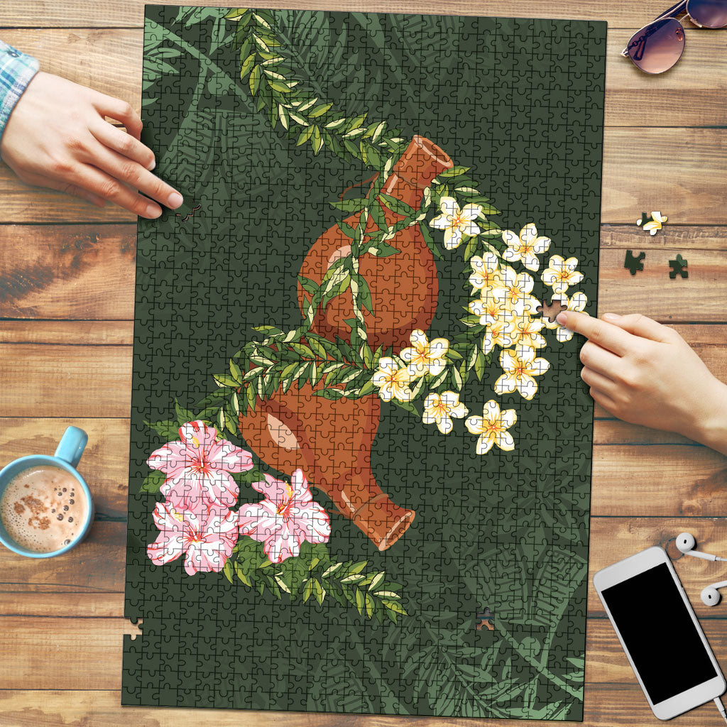 Aloha Hawaii Ipu Gourd Mix Maile Lei Puzzle Sage Green LT7 Sage Green - Polynesian Pride