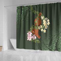 Aloha Hawaii Ipu Gourd Mix Maile Lei Shower Curtain Sage Green LT7 - Polynesian Pride