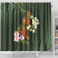 Aloha Hawaii Ipu Gourd Mix Maile Lei Shower Curtain Sage Green LT7 - Polynesian Pride