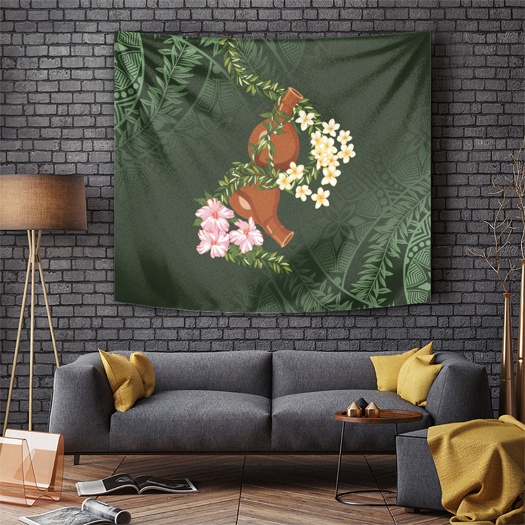 Aloha Hawaii Ipu Gourd Mix Maile Lei Tapestry Sage Green