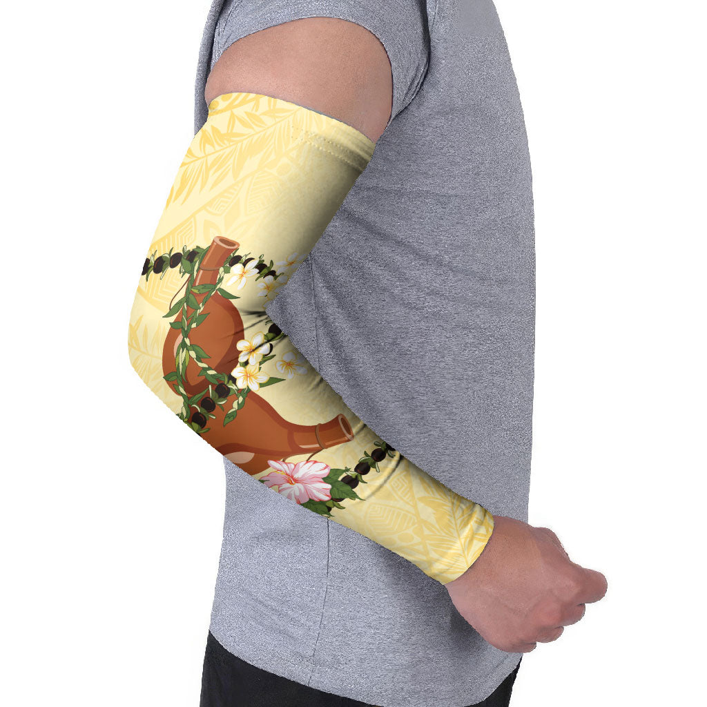 Aloha Hawaii Ipu Gourd Mix Kukui Nut Lei Arm Sleeves Lemon Yellow LT7 - Polynesian Pride