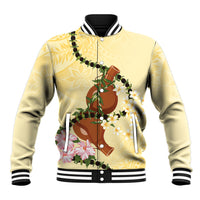 Aloha Hawaii Ipu Gourd Mix Kukui Nut Lei Baseball Jacket Lemon Yellow LT7 Unisex Lemon Yellow - Polynesian Pride
