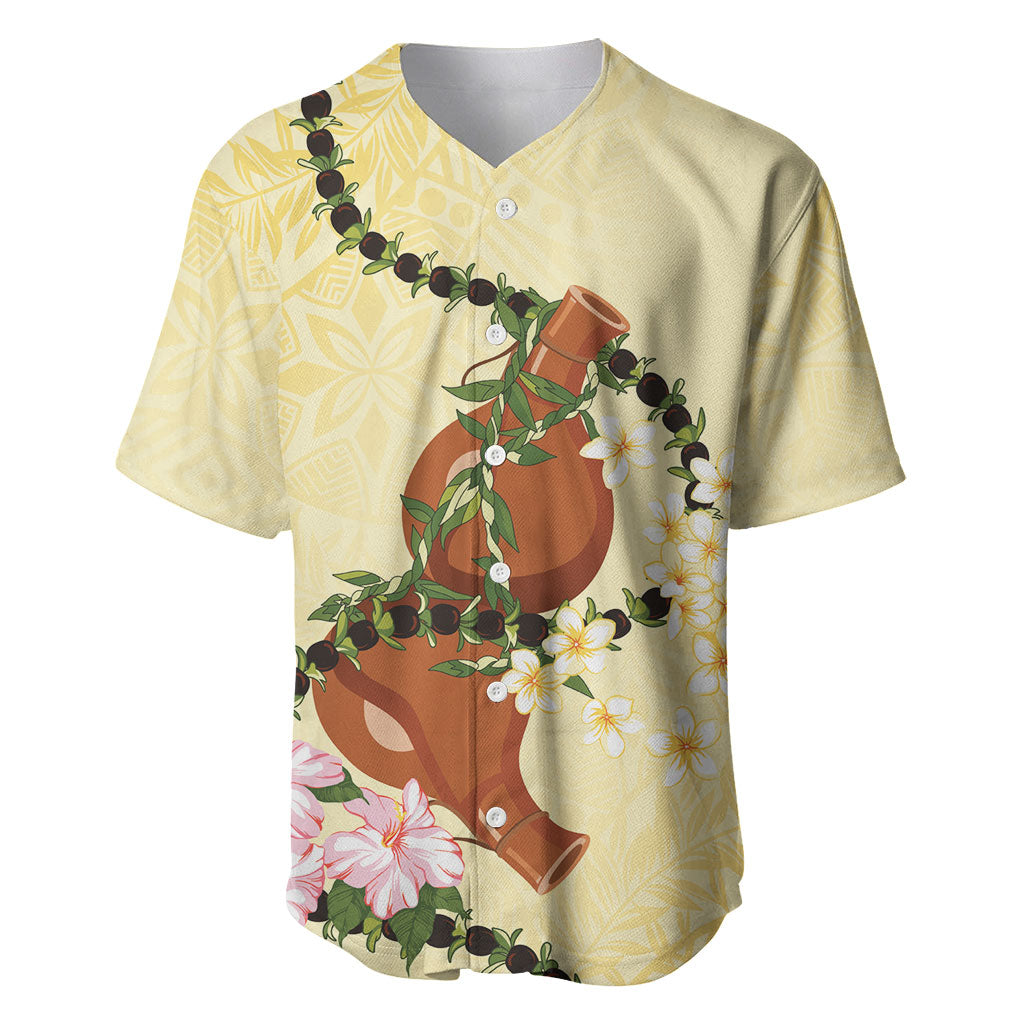 Aloha Hawaii Ipu Gourd Mix Kukui Nut Lei Baseball Jersey Lemon Yellow LT7 Lemon Yellow - Polynesian Pride