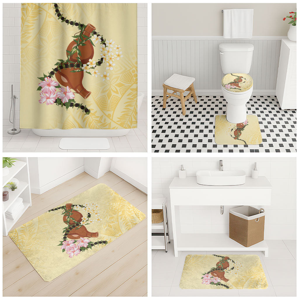 Aloha Hawaii Ipu Gourd Mix Kukui Nut Lei Bathroom Set Lemon Yellow LT7 - Polynesian Pride