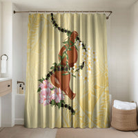 Aloha Hawaii Ipu Gourd Mix Kukui Nut Lei Bathroom Set Lemon Yellow LT7 Shower Curtain Only Lemon Yellow - Polynesian Pride