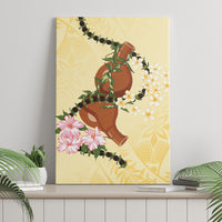 Aloha Hawaii Ipu Gourd Mix Kukui Nut Lei Canvas Wall Art Lemon Yellow LT7 - Polynesian Pride