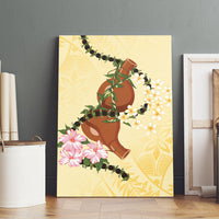 Aloha Hawaii Ipu Gourd Mix Kukui Nut Lei Canvas Wall Art Lemon Yellow LT7 - Polynesian Pride