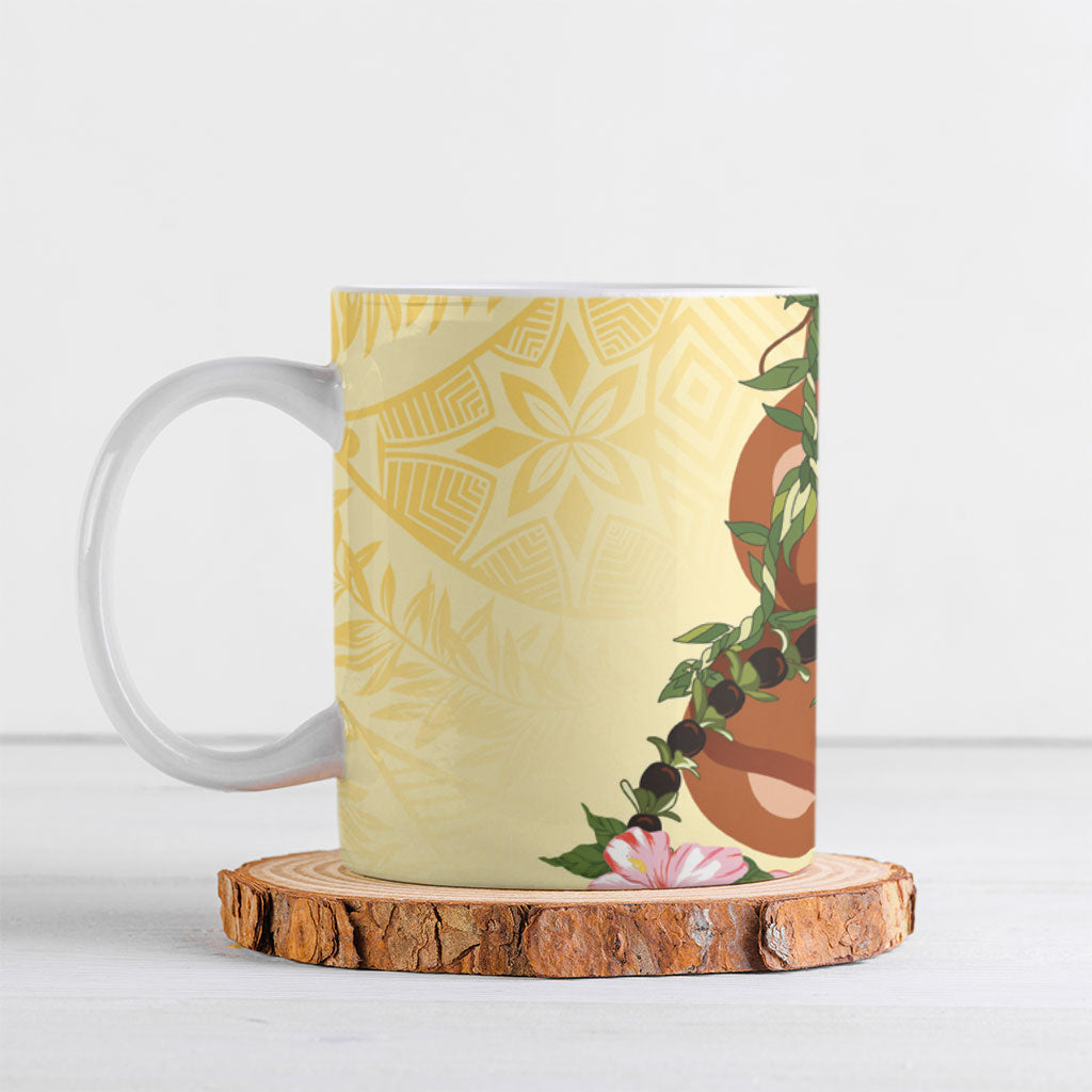 Aloha Hawaii Ipu Gourd Mix Kukui Nut Lei Ceramic Mug Lemon Yellow LT7 Lemon Yellow - Polynesian Pride