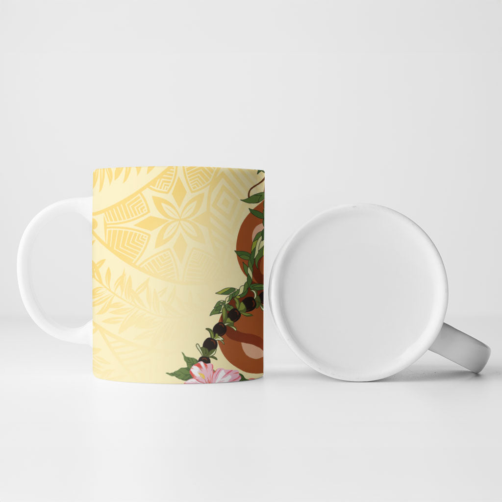 Aloha Hawaii Ipu Gourd Mix Kukui Nut Lei Ceramic Mug Lemon Yellow LT7 - Polynesian Pride