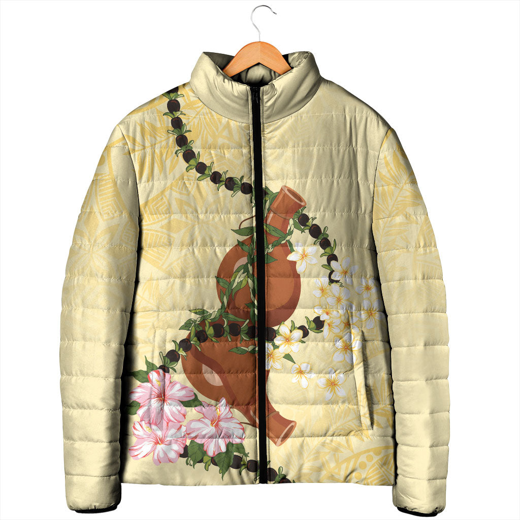 Aloha Hawaii Ipu Gourd Mix Kukui Nut Lei Padded Jacket Lemon Yellow LT7 - Polynesian Pride