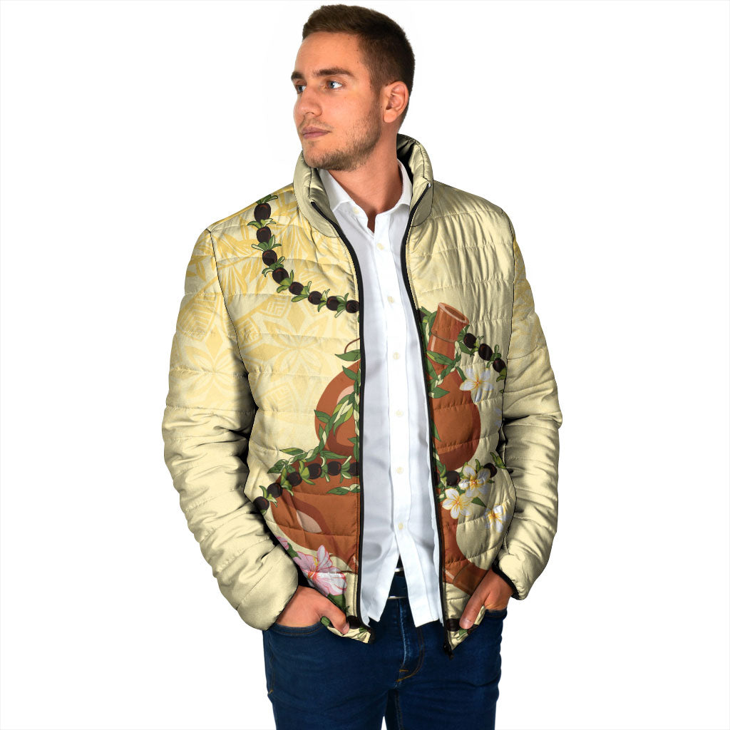 Aloha Hawaii Ipu Gourd Mix Kukui Nut Lei Padded Jacket Lemon Yellow LT7 - Polynesian Pride