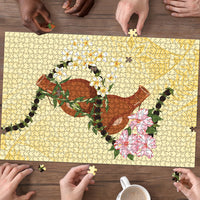 Aloha Hawaii Ipu Gourd Mix Kukui Nut Lei Puzzle Lemon Yellow LT7 - Polynesian Pride