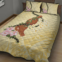 Aloha Hawaii Ipu Gourd Mix Kukui Nut Lei Quilt Bed Set Lemon Yellow LT7 - Polynesian Pride