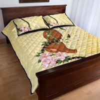 Aloha Hawaii Ipu Gourd Mix Kukui Nut Lei Quilt Bed Set Lemon Yellow LT7 - Polynesian Pride