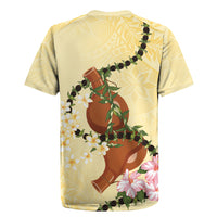 Aloha Hawaii Ipu Gourd Mix Kukui Nut Lei Rugby Jersey Lemon Yellow LT7 - Polynesian Pride