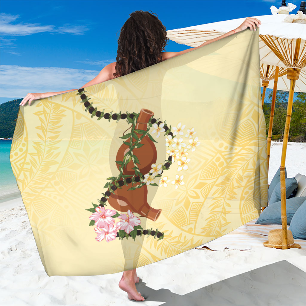 Aloha Hawaii Ipu Gourd Mix Kukui Nut Lei Sarong Lemon Yellow LT7 One Size 44 x 66 inches Lemon Yellow - Polynesian Pride