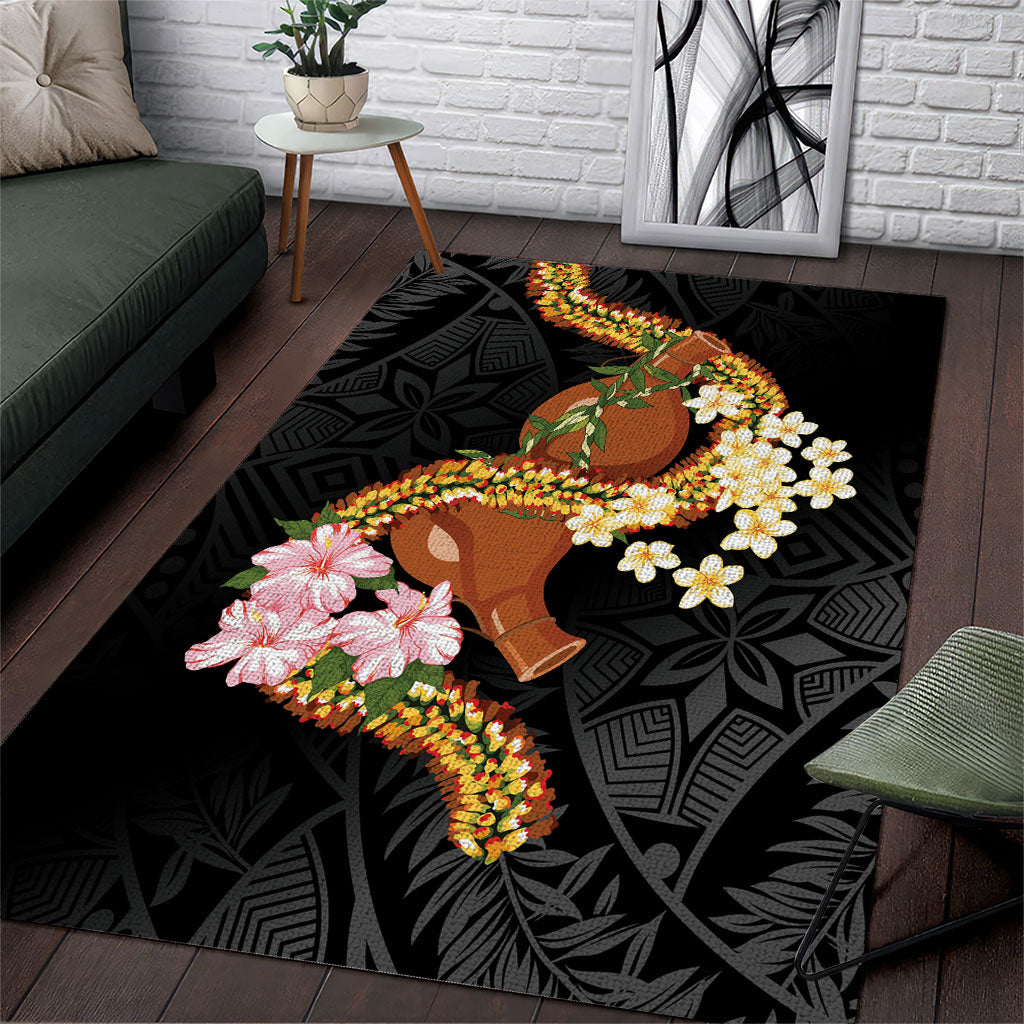 Aloha Hawaii Ipu Gourd Mix ʻĀkulikuli Lei Area Rug Obsidian Black LT7 Obsidian Black - Polynesian Pride