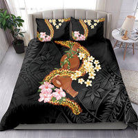 Aloha Hawaii Ipu Gourd Mix ʻĀkulikuli Lei Bedding Set Obsidian Black LT7 - Polynesian Pride
