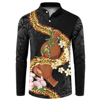 Aloha Hawaii Ipu Gourd Mix ʻĀkulikuli Lei Button Sweatshirt Obsidian Black LT7 Obsidian Black - Polynesian Pride