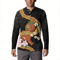Aloha Hawaii Ipu Gourd Mix ʻĀkulikuli Lei Button Sweatshirt Obsidian Black LT7 - Polynesian Pride