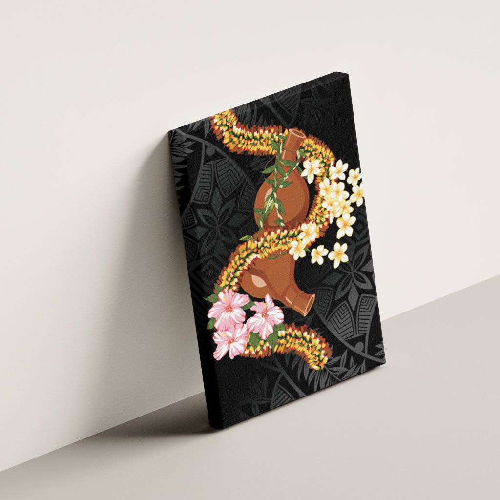 Aloha Hawaii Ipu Gourd Mix ʻĀkulikuli Lei Canvas Wall Art Obsidian Black LT7 - Polynesian Pride