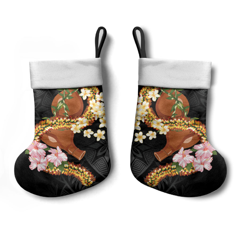Aloha Hawaii Ipu Gourd Mix ʻĀkulikuli Lei Christmas Stocking Obsidian Black LT7 - Polynesian Pride